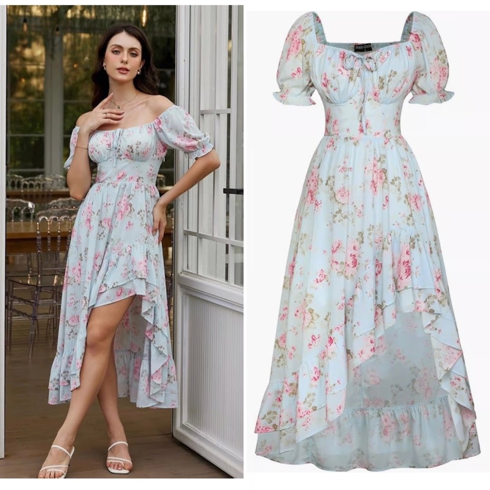 NWT Scarlet Darkness Renaissance Cottagecore Corset‎ Dress Floral Milkmaid Small